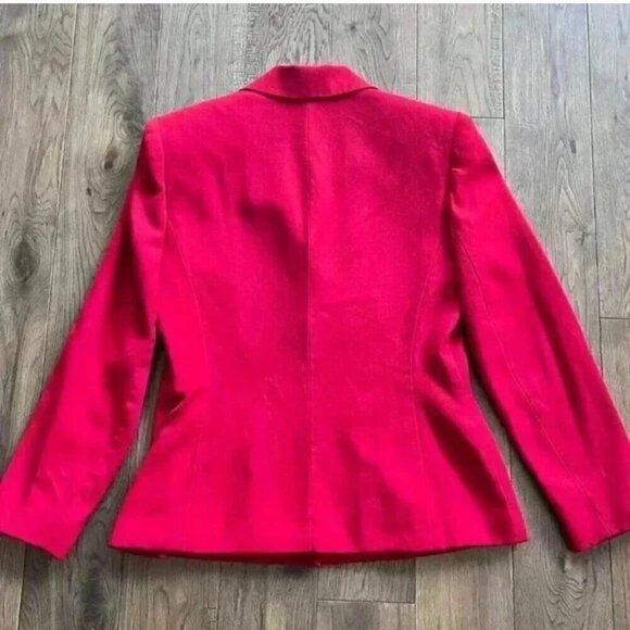 Rena Rowan Red Wool Blazer Size 10 Vintage Woolmark Tailored Suit Jacket - Picture 5 of 8